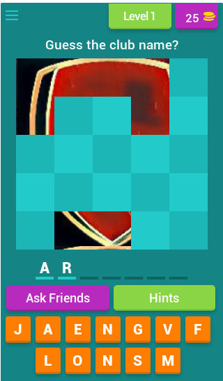 Android application Guess that football club logo screenshort