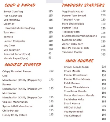 Bangalore Agarwal Bhavan menu 