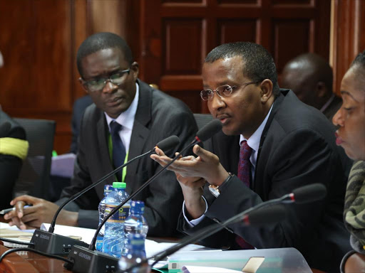IEBC chairman Issack Hassan before the parliamentary Justice and Legal Affairs Committee on August 12 last year / HEZRON NJOROGE
