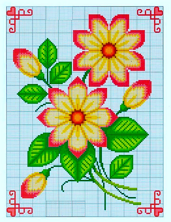 Flowers in cross stitch 