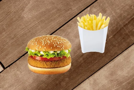Veg Burger With Fries [Reg]