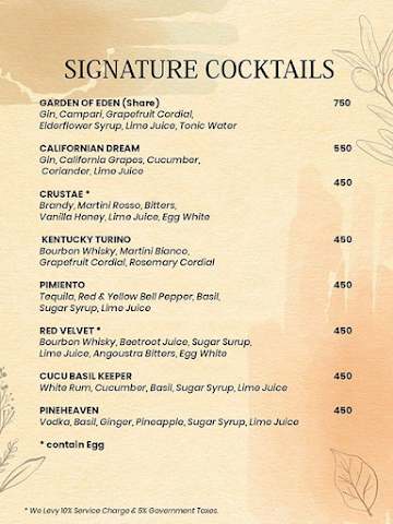 Veleno Cocktail Bar menu 