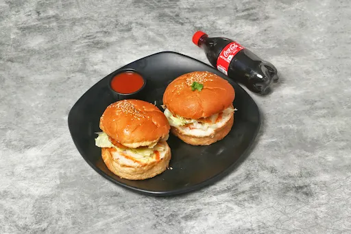 Chicken Burger With Veg Burger And Coke Soft Beverage [200 Ml]