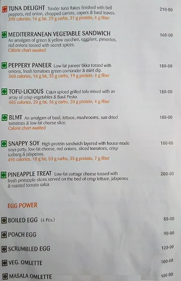 Lean 21 Cafe menu 