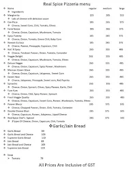 Real Spice Pizzeria menu 5