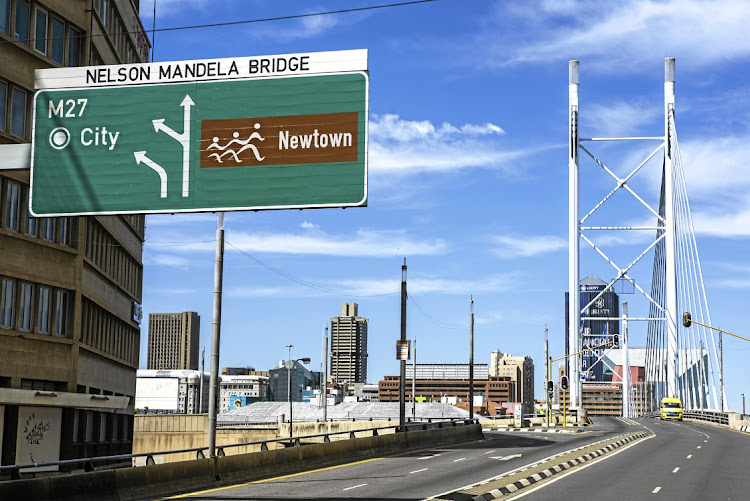 A view of the Nelson Mandela bridge during lockdown.