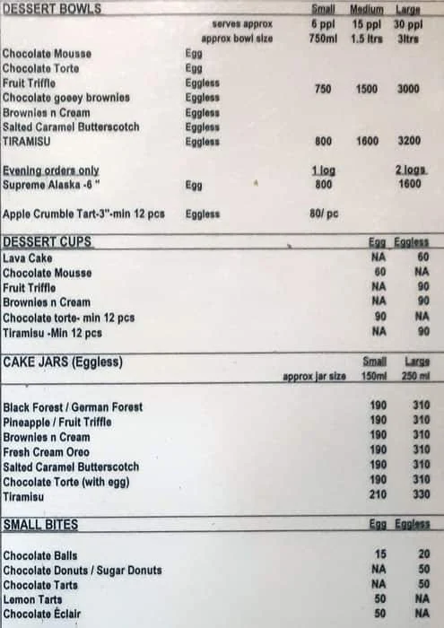 Copper Chocs menu 