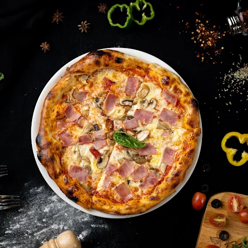 Smoked Ham And Mushroom Pizza