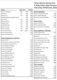 Ming's Delicacy Multicuisine menu 5