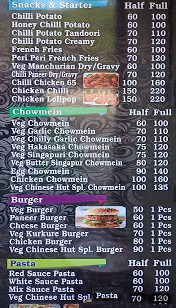 Chinese Hut Veg And Non Veg menu 