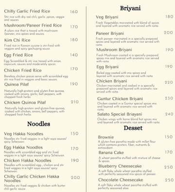 Salato cafe and restaurant menu 