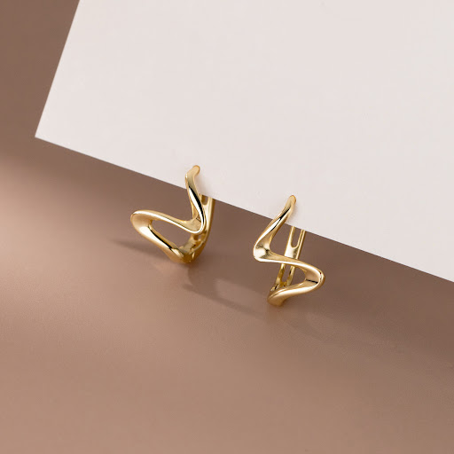 Title 1, S925 Sterling Silver Ear Clip Earrings with Wav...