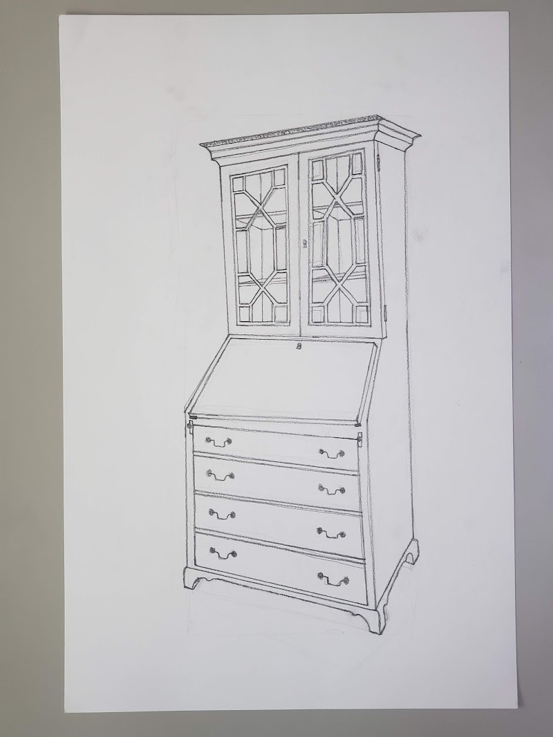 secretary desk drawing