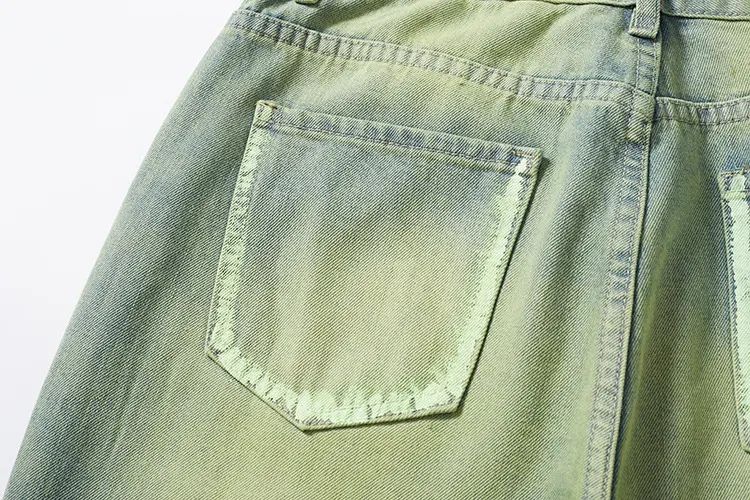 Title 7, Żółto-błotne, farbowane, szerokie spodnie jeans...