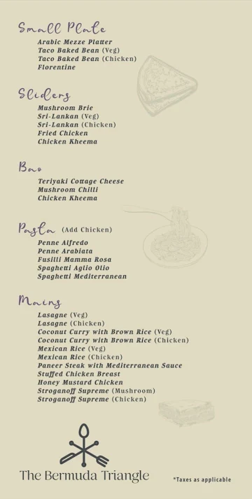 The Bermuda Triangle menu 