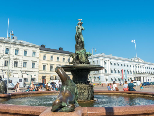 The Havis Amanda mermaid statue and fountain, also known as Manta, in the southern part of Helsinki.