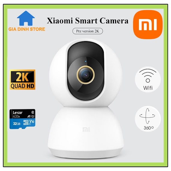 Camera Wifi Xiaomi 2K - 1296P Siêu Nét, Xoay 360 Độ, Theo Dõi Chuyển Động, Hồng Ngoại, Đàm Thoại 2 Chiều