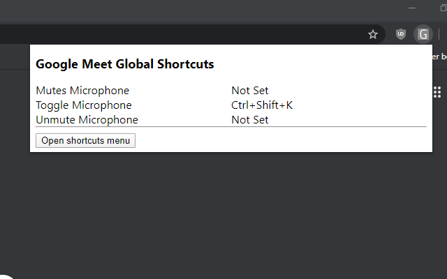 Google Meet Global Shortcuts Preview image 1