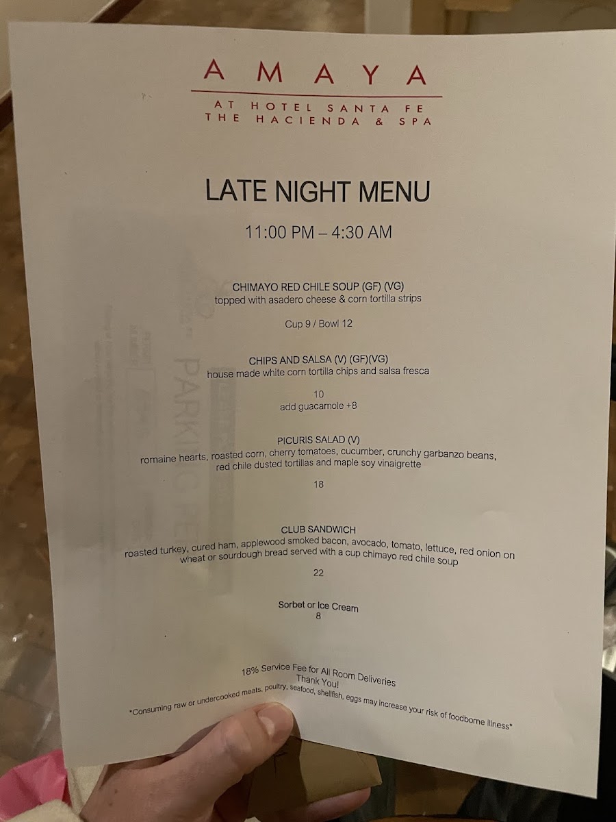 Hotel Santa Fe, Hacienda & Spa gluten-free menu