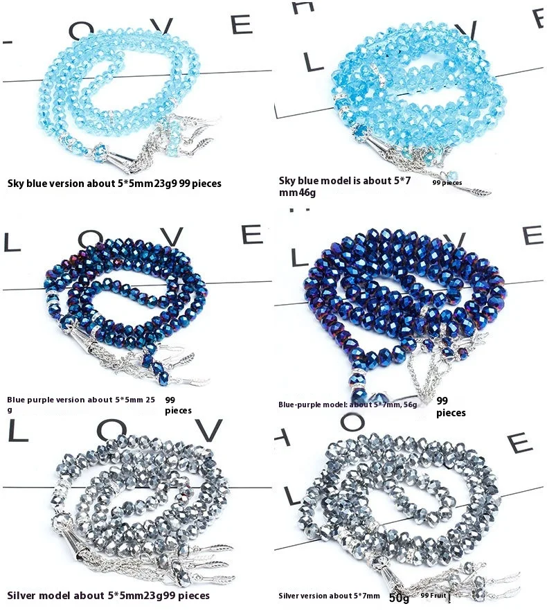 Bracelet chapelet 99 pièces en cristal taillé Prière et dévotion Élégance pour protection et foi Cadeau parfait