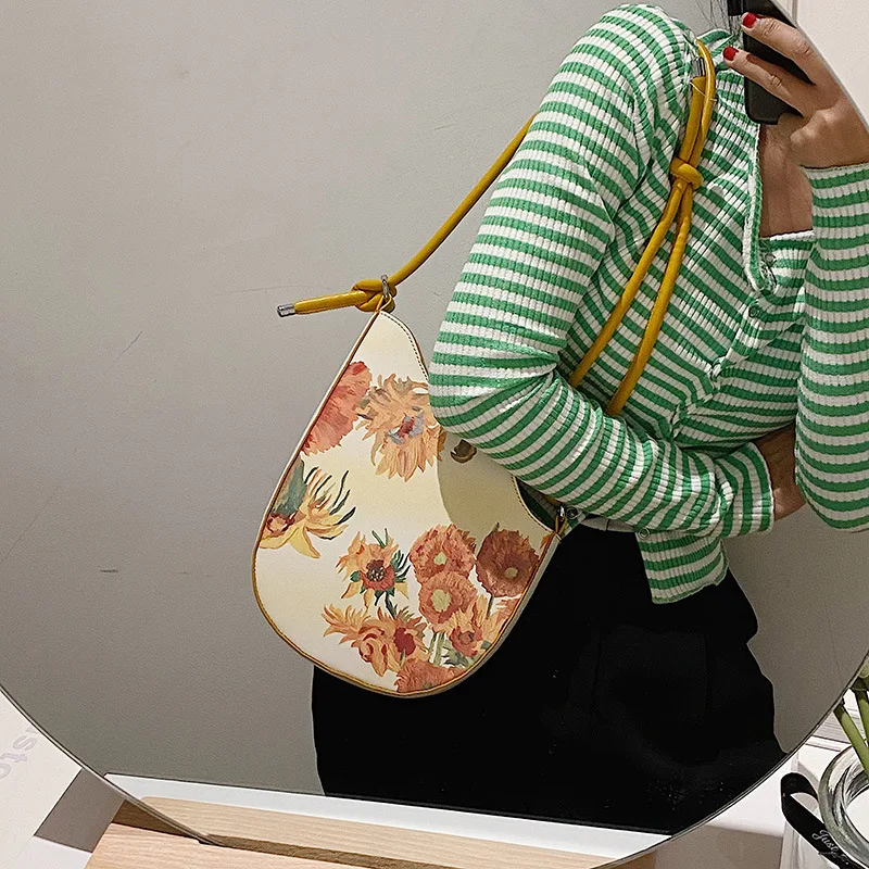 Title 4, National Style Oil Painting Bag Womens Niche D...