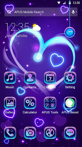 Purple romantic love  APUS Launcher theme