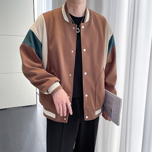 Title 8, Mens Youth Stand Collar Stitching Casual Cotto...