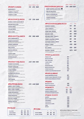 Pizzagram menu 