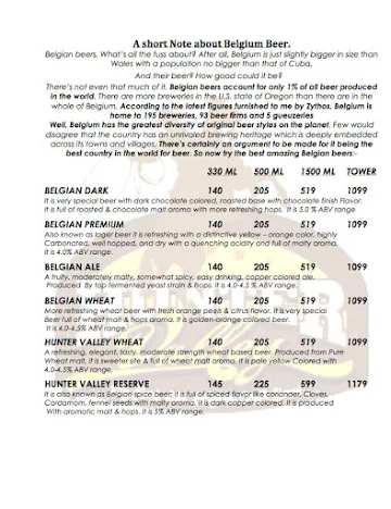 Hunter Valley menu 