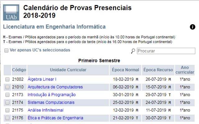 Calendário UAb 2018/2019 Preview image 0