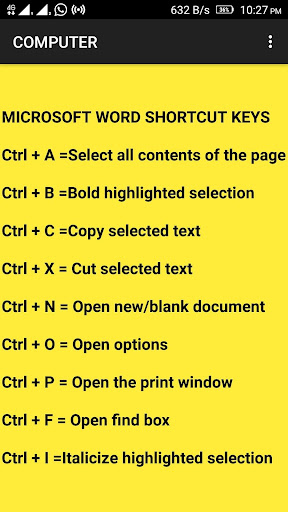 COMPUTER SHORTCUT KEYS FOR CPCT 2018