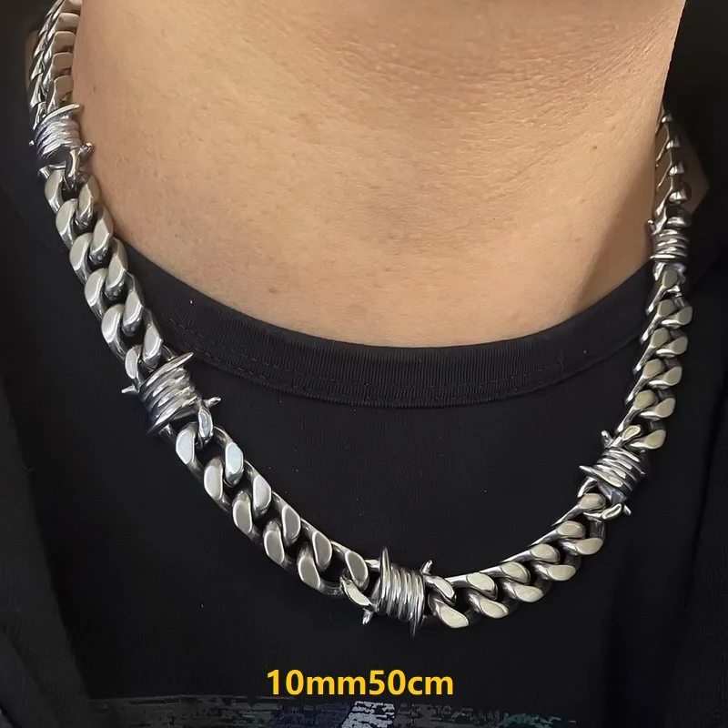 Title 9, Nouveau collier chaîne cubaine Thorn givré mat,...