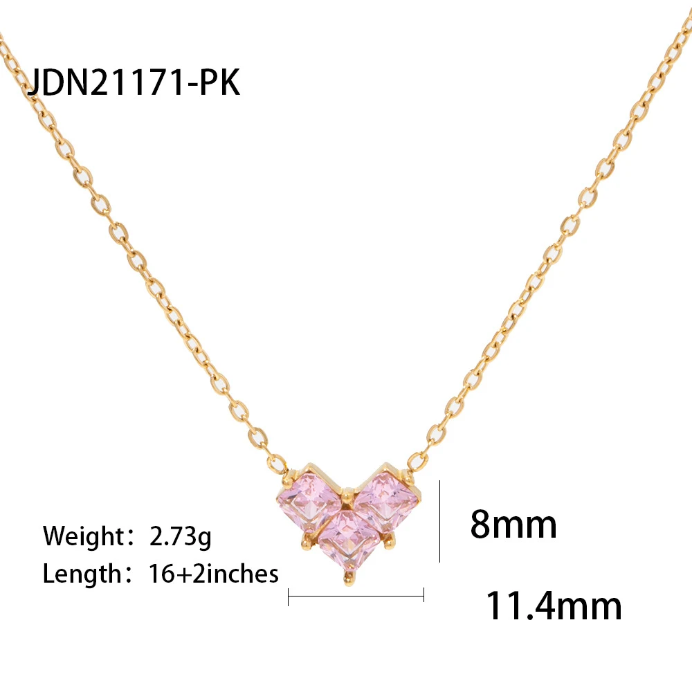 Title 4, 18K Gouden RVS ketting met witte hartvormige zi...