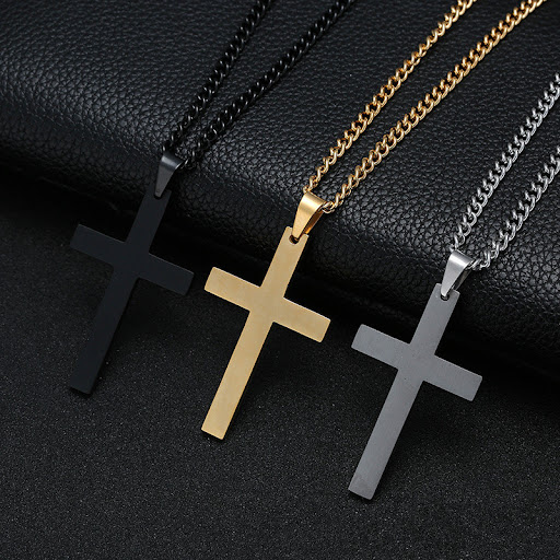Title 3, Classic Cross Necklace Mens Pendant Fashion St...