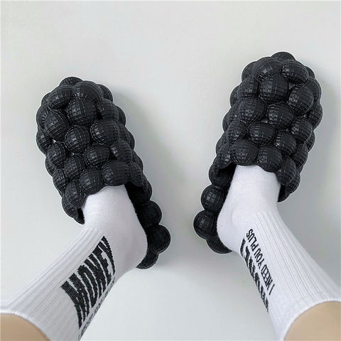 black bubble slides with socks