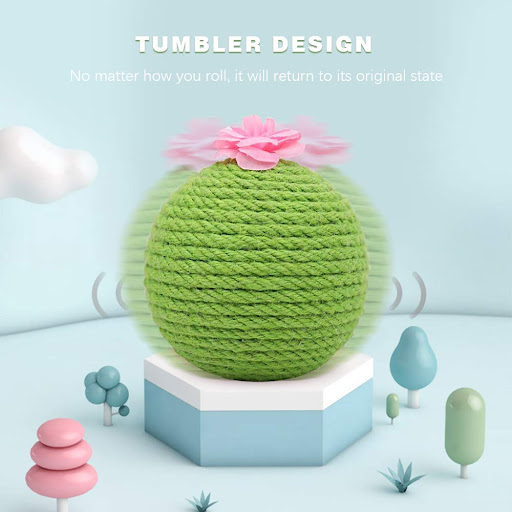 Title 3, Interactive Tumbler Cactus Cat Scratcher Ball C...