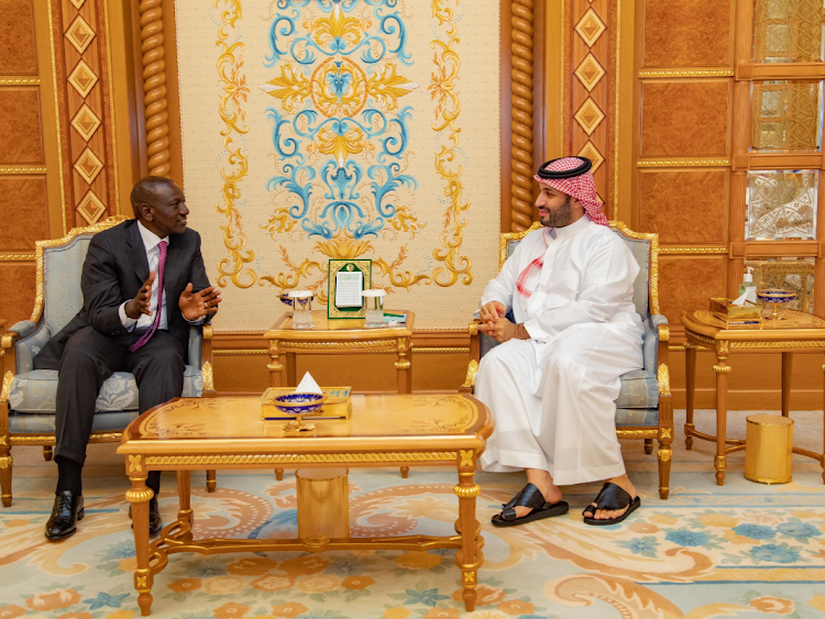 President William Ruto and the Crown Prince of Saudi Arabia Mohammed Bin Salman hold bilateral talks on October 24, 2023 in Riyadh, Saudi Arabia.