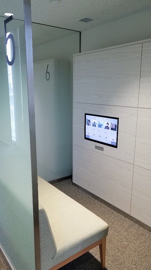 From The Hiroshima Peace Memorial Museum. On one floor, there are multiple booth areas that have no doors but have seating and a video screen where you can watch various recordings to hear the stories from various victims and survivors of that day.