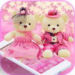 Cover Image of Tải xuống Cute Pink Teddy Bear Blooms Theme 1.1.2 APK