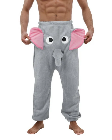 Men's Elephant Boxer Pajama Pants Flannel Funny Novelty S... - 2