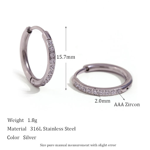 Title 5, Womens Fashion Titanium Steel Rounded Edge Zir...