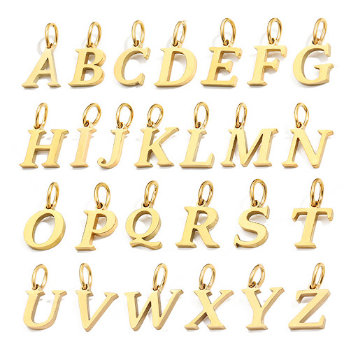 Title 5, 26 Letter Pendant Couple Bracelet Necklace Engl...