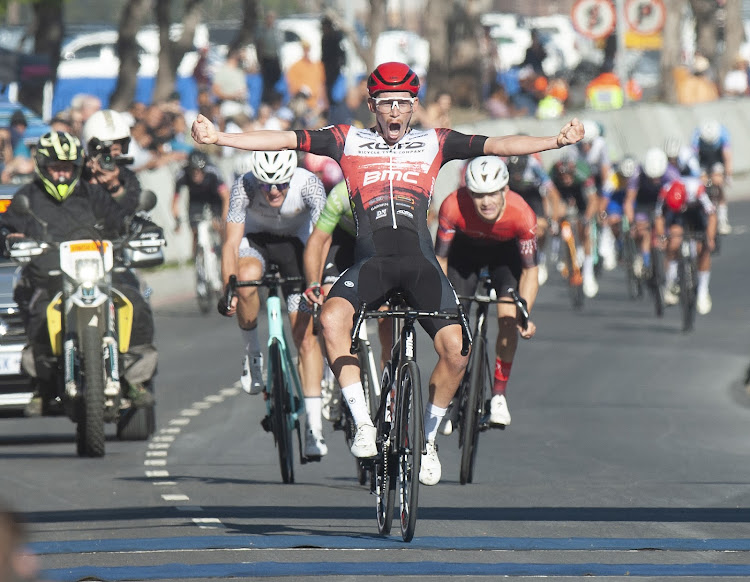 Chris Jooste wins the Elite Men’s race during the 2023 Cape Town Cycle Tour finishing in Green Point on March 12 2023. Picture: Peter Heeger/Gallo Images