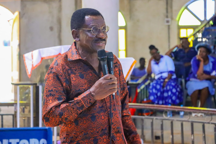 Siaya Governor James Orengo addressing a gathering in Muhala, Siaya, on May 11, 2024