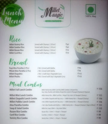 Millet Maagic Meal menu 
