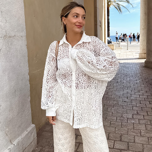 Title 2, Womens Fashion Casual Lace Hollow Shirt Breath...
