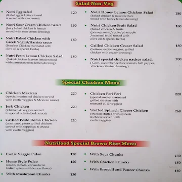 Bistro Nutrifood menu 