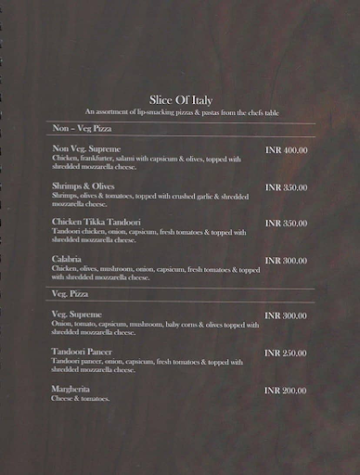 Sea Lounge menu 