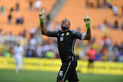 Itumeleng Khune celebrating their goal Faso during the FIFA 2018 World Cup, Qualifier match between South Africa and Burkina Faso at FNB Stadium on October 07, 2017 in Johannesburg, South Africa. 