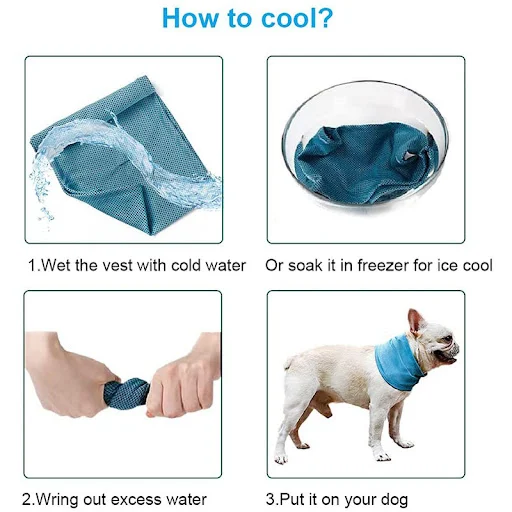 Summer Ice Dog Collar Reusable Physical Instant Cooling Bandana with Leash Hole Prevent Heat Stroke Outdoor Breathable P